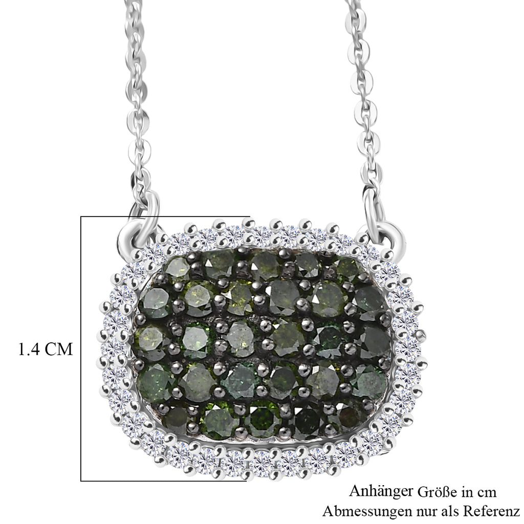 D'Joy Grüner Diamant Halskette ca. 50 cm 925 Silber rhodiniert