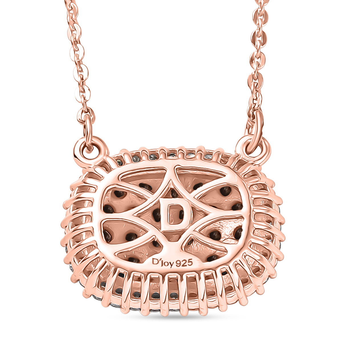 D'Joy Natürlicher Champagner Diamant Halskette ca. 50 cm 925 Silber 750 Roségold Vermeil