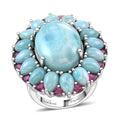 D'Joy Larimar Ring 925 Silber Rhodiniert (Größe 17.00) ca. 26,00 ct