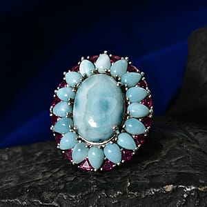 D'Joy Larimar Ring 925 Silber Rhodiniert (Größe 17.00) ca. 26,00 ct