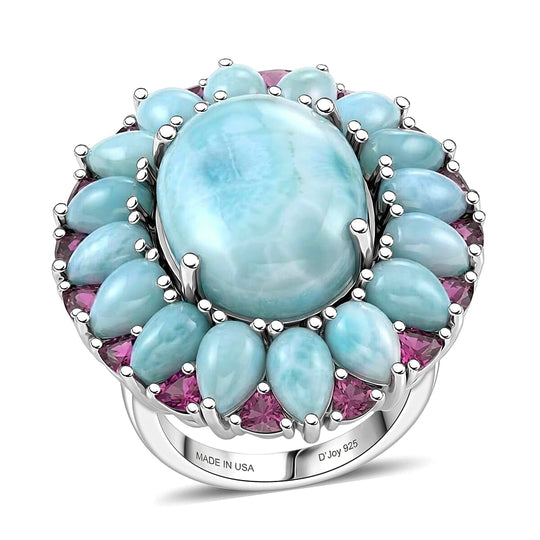 D'Joy Larimar Ring 925 Silber Rhodiniert (Größe 17.00) ca. 26,00 ct