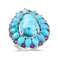 D'Joy Larimar Ring 925 Silber Rhodiniert (Größe 17.00) ca. 25,30 ct