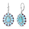 D'Joy Larimar Ohrringe 925 Silber Rhodiniert ca. 28,56 ct.