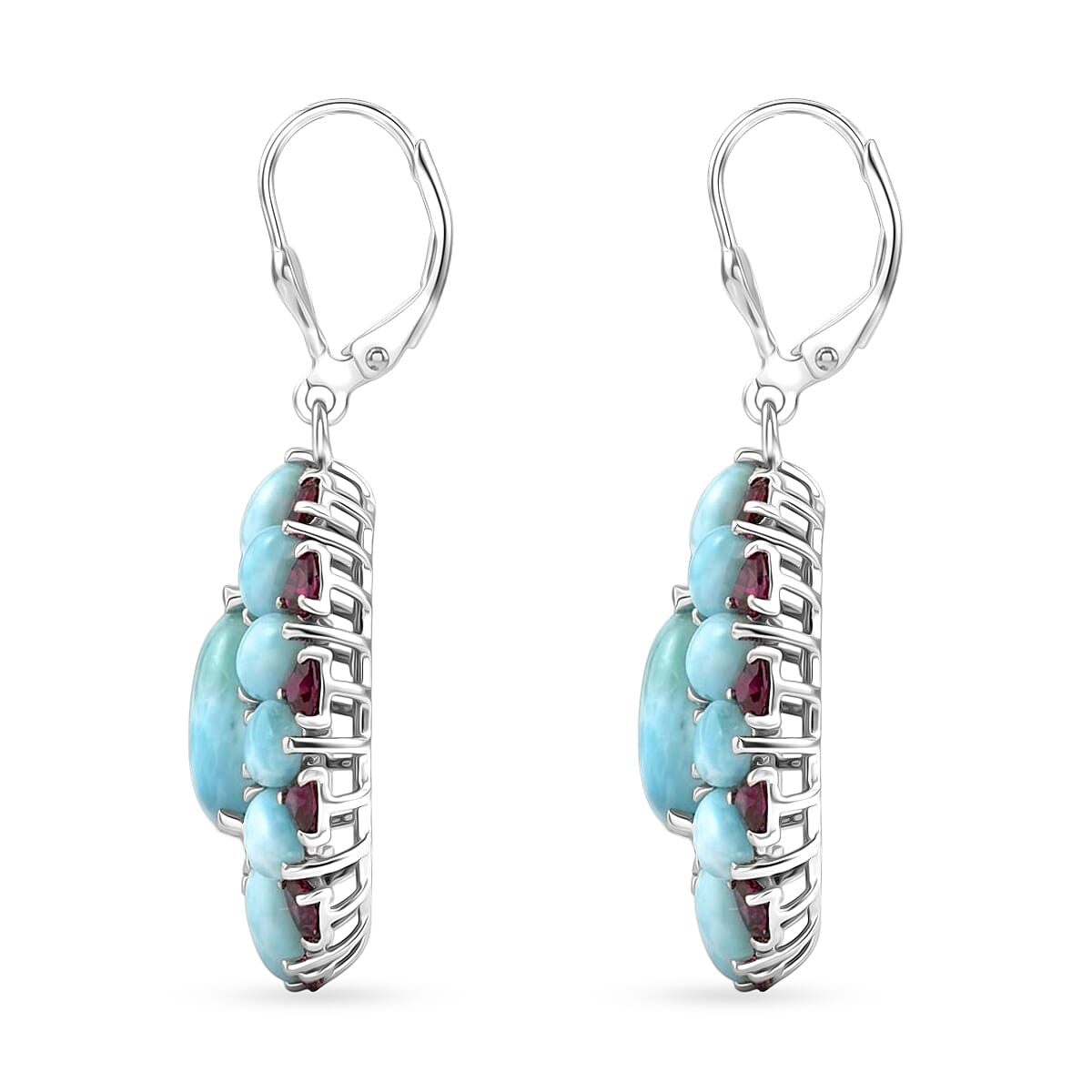 D'Joy Larimar Ohrringe 925 Silber Rhodiniert ca. 28,56 ct.