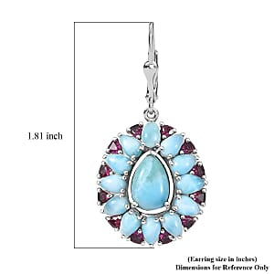 D'Joy Larimar Ohrringe 925 Silber Rhodiniert ca. 28.56 ct