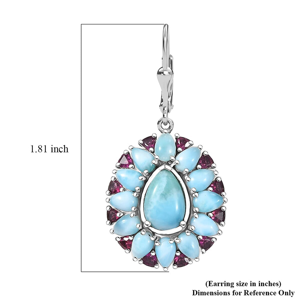 D'Joy Larimar Ohrringe 925 Silber Rhodiniert ca. 28,56 ct.