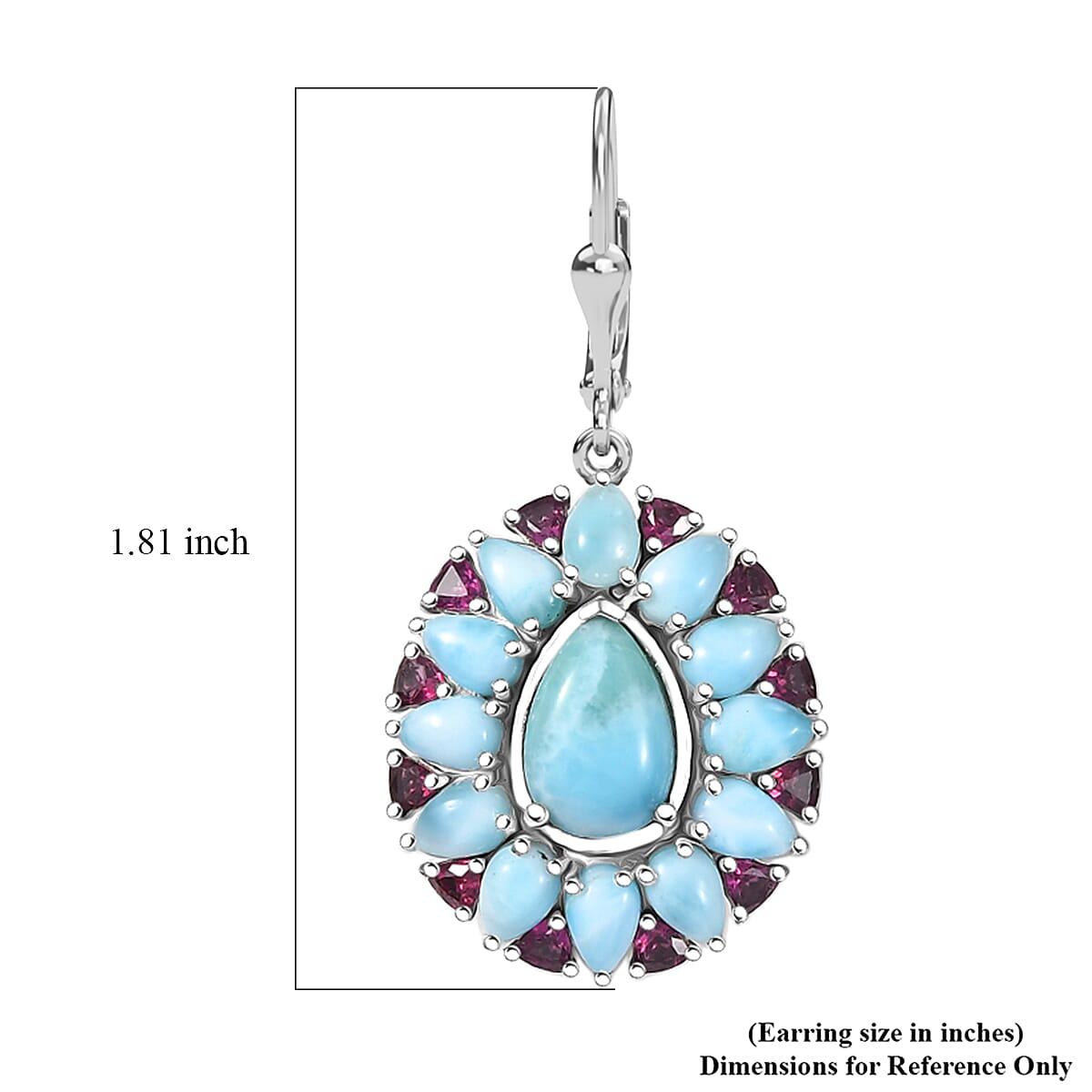 D'Joy Larimar Ohrringe 925 Silber Rhodiniert ca. 28,56 ct.