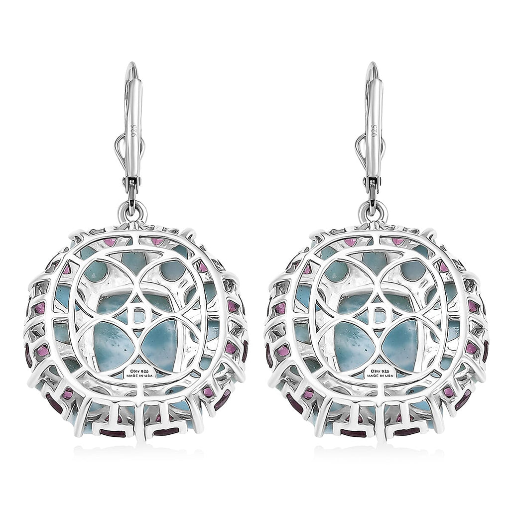 D'Joy Larimar Ohrringe 925 Silber Rhodiniert ca. 30,60 ct.