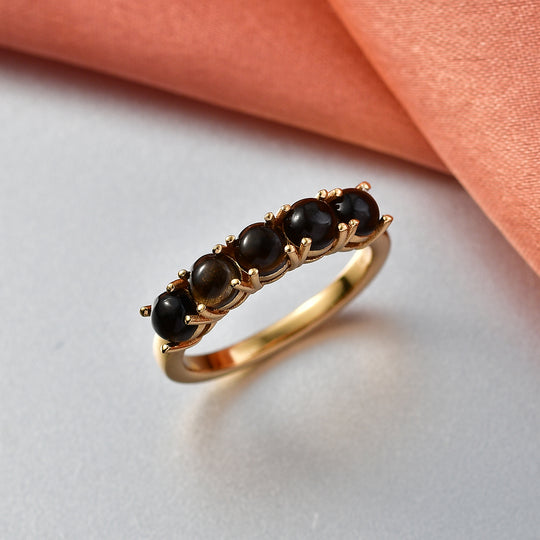 EVER TRUE AA Natürlicher Schwarzer Obsidian Ring Nickelfreies Messing (Größe 19.00) ca. 1.25 ct