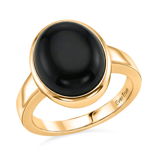 EVER TRUE AA Natürlicher Schwarzer Obsidian Ring Nickelfreies Messing (Größe 19.00) ca. 6.04 ct