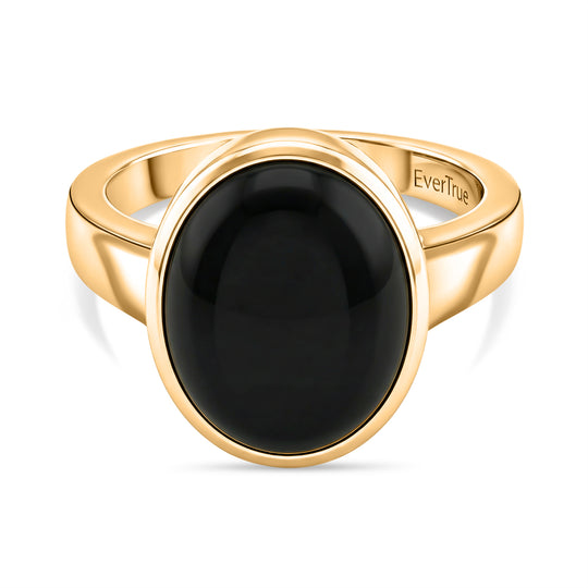 EVER TRUE AA Natürlicher Schwarzer Obsidian Ring Nickelfreies Messing (Größe 19.00) ca. 6.04 ct