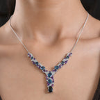 D'Joy London Blau Topas Halskette ca. 45 cm 925 Silber rhodiniert ca. 14,68 ct.