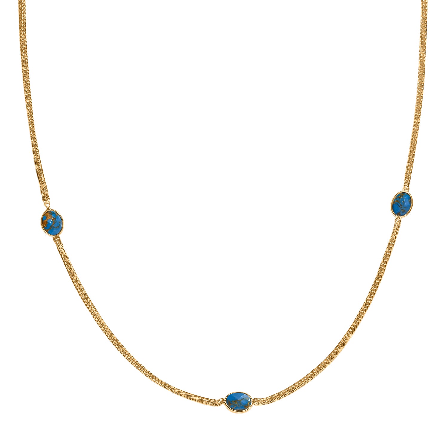 EVER TRUE Blauer Mojave Türkis Halskette ca. 75 cm Nickelfreies Messing ca. 8.50 ct