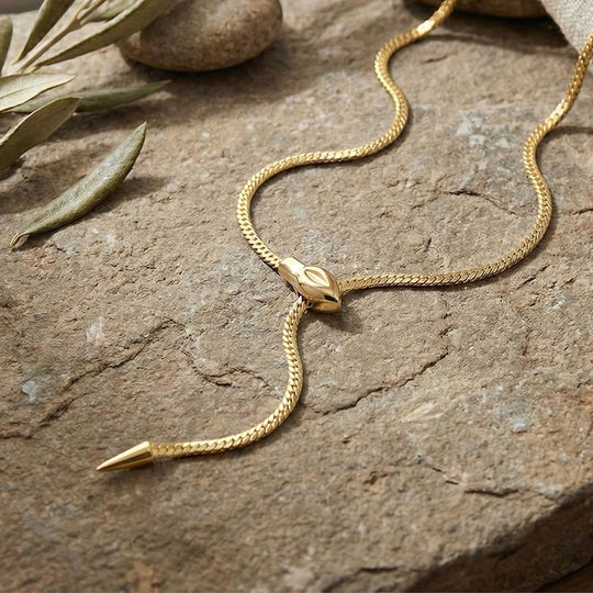 Verstellbares Schlangenketten Y-Collier, flexibel (ca. 60 cm -  69 cm), Goldfarben