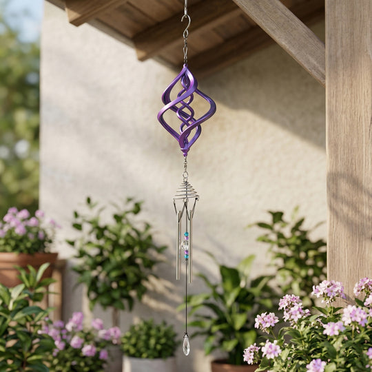 3D Windspiel, Aluminium, 10.3 x 10.3 x 61 cm, Blau