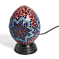 LIVMORE Mosaikglas Tischlampe, Ovalform, 15x23cm, Blau-Orange