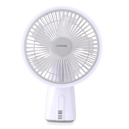 LIVMORE Akku Ventilator, oszillierend, 7 Zoll, Weiß