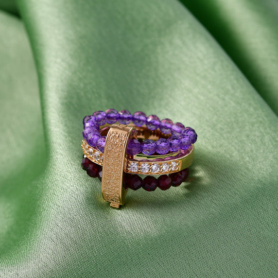 EVER TRUE Roter Granat, Afrikanischer Amethyst Ring Nickelfreies Messing (Größe 19.00)