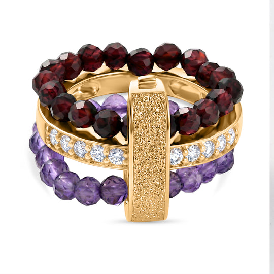 EVER TRUE Roter Granat, Afrikanischer Amethyst Ring Nickelfreies Messing (Größe 19.00)