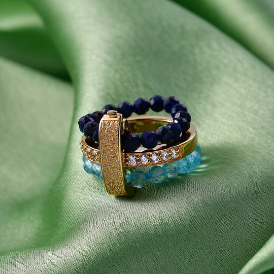 EVER TRUE Apatit, Lapislazuli Ring Nickelfreies Messing (Größe 20.00)