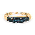D'Joy Blauer Diamant, Weißer Diamant Ring 925 Silber Rhodiniert und 750 Gelbgold Vermeil (Größe 21.00) ca. 0,35 ct
