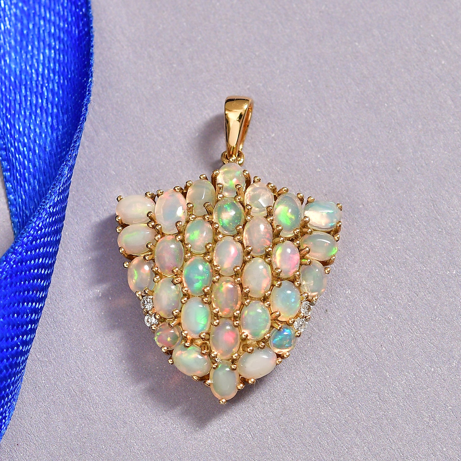 D'Joy AA Natürlicher, äthiopischer Welo Opal Anhänger 925 Silber 750 Gelbgold Vermeil ca. 3.40 ct