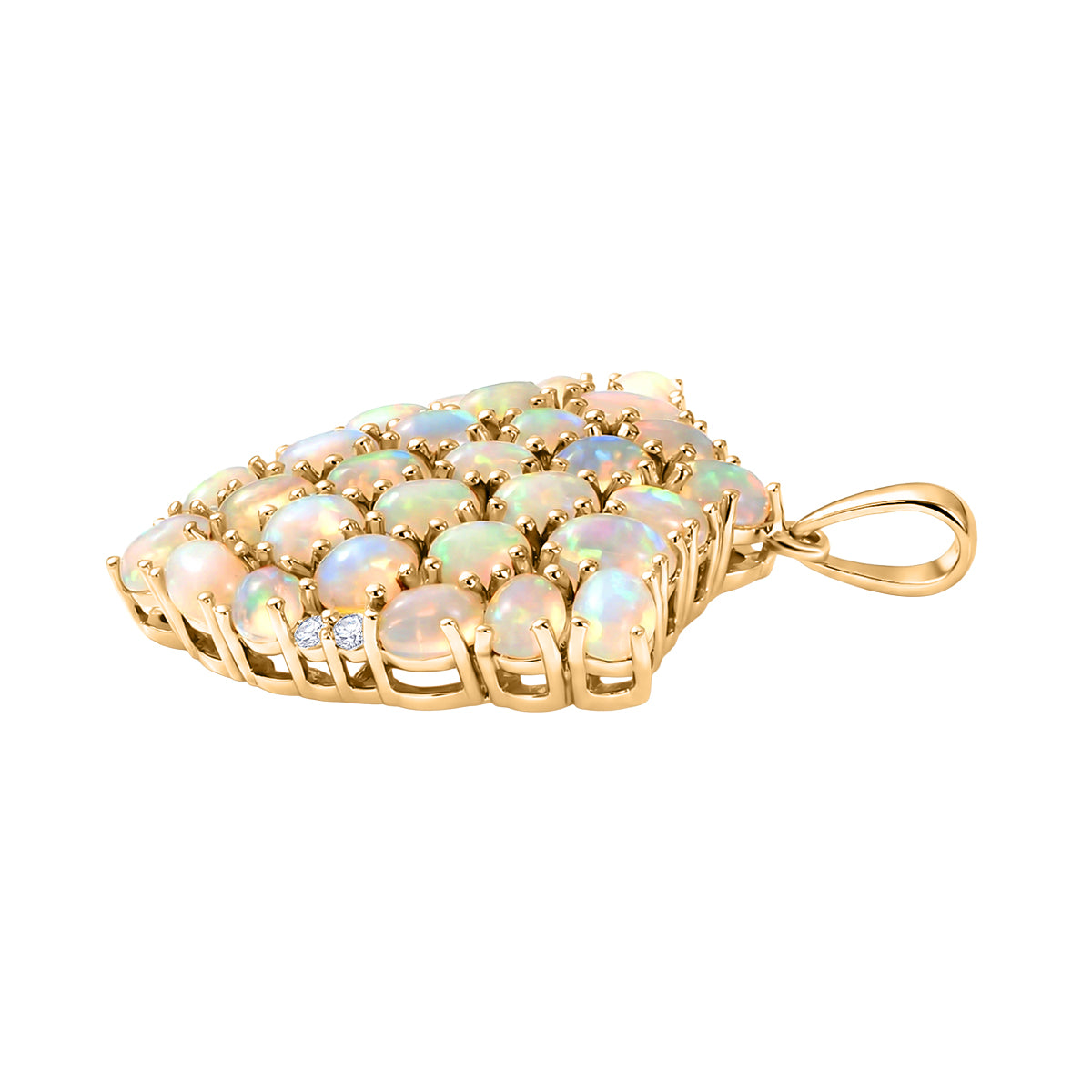 D'Joy AA Natürlicher, äthiopischer Welo Opal Anhänger 925 Silber 750 Gelbgold Vermeil ca. 3.40 ct