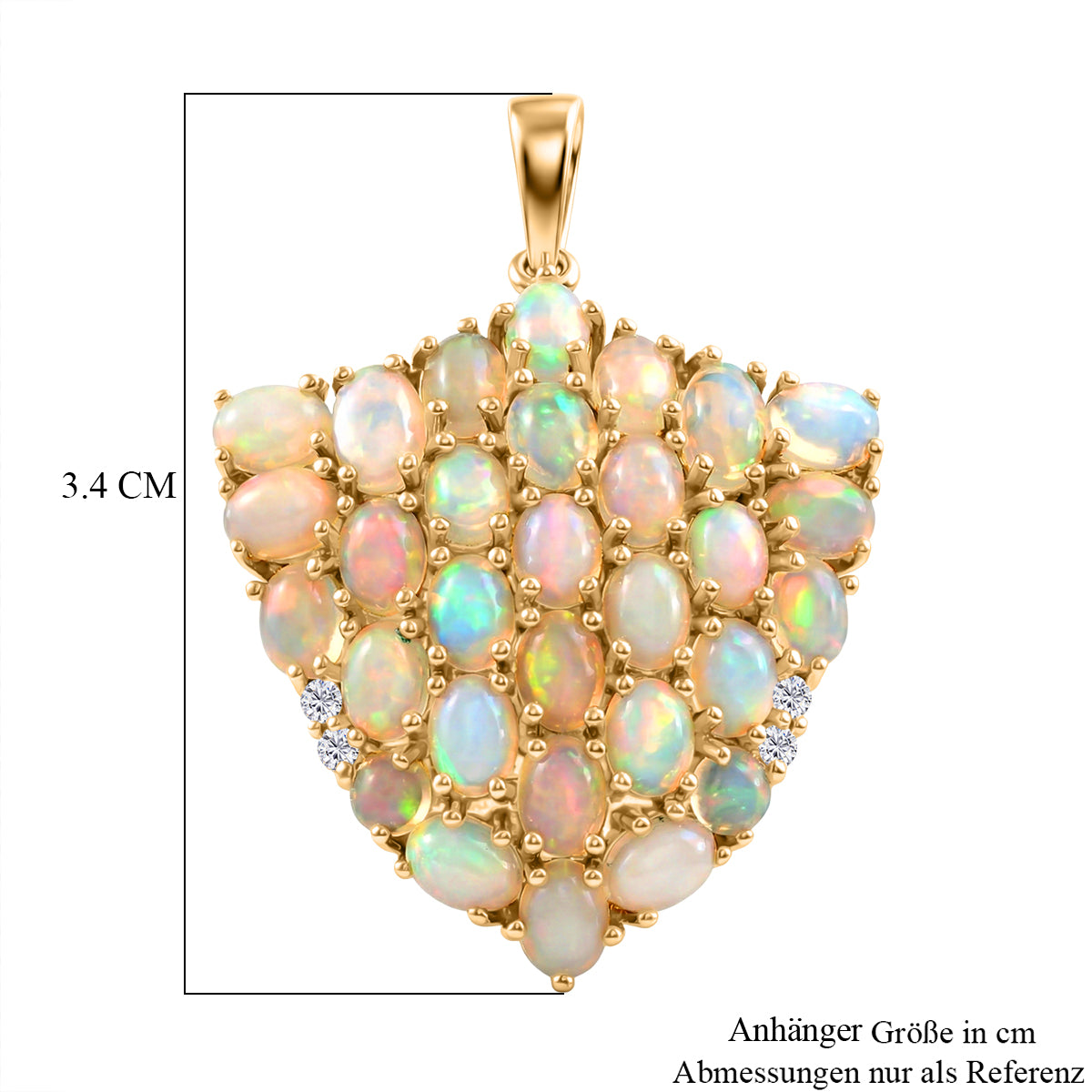 D'Joy AA Natürlicher, äthiopischer Welo Opal Anhänger 925 Silber 750 Gelbgold Vermeil ca. 3.40 ct