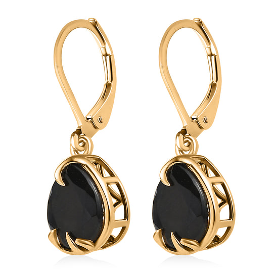 EVER TRUE AA Natürlich Schwarzer Obsidian Ohrringe Nickelfreies Messing ca. 3.66 ct