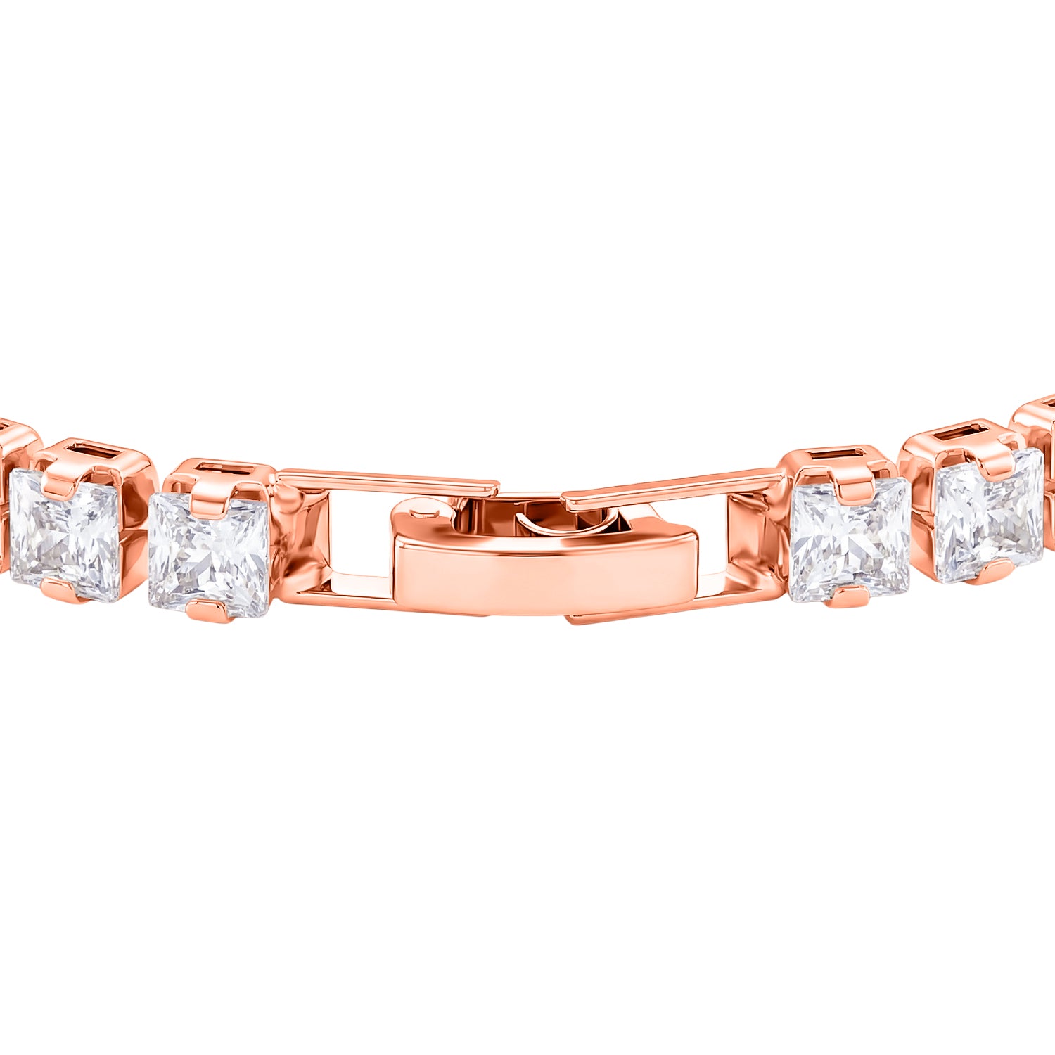Weißer Zirkonia Armband ca. 19 cm Nickelfreies Messing rosévergoldet
