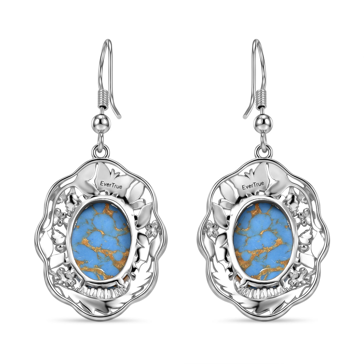 EVER TRUE AA Blauer Mojave Türkis Ohrringe Nickelfreies Messing ca. 10.40 ct