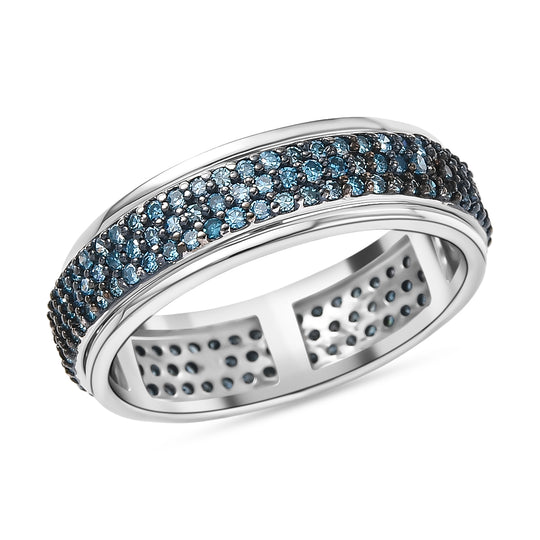LUXURIANT DIAMOND - Lab Grown Blauer Diamant SI-GH SGL zertifiziert Ring 925 Silber rhodiniert (Größe 21.00) ca. 1,00 ct