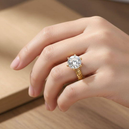 D'Joy Moissanit Ring 925 Silber 750 Gelbgold Vermeil (Größe 18.00) ca. 2,23 ct