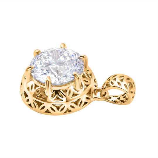 D'Joy Moissanit Anhänger 925 Silber 750 Gelbgold Vermeil ca. 2.23 ct