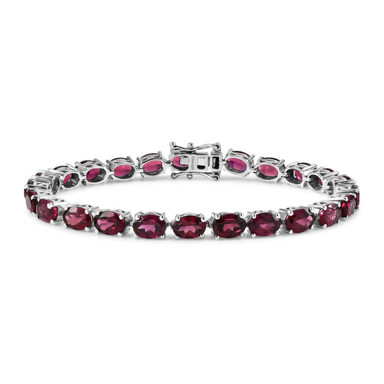 D'Joy AA Natürlicher Rhodolith Granat Armband ca. 20 cm 925 Silber rhodiniert ca. 26,55 ct.