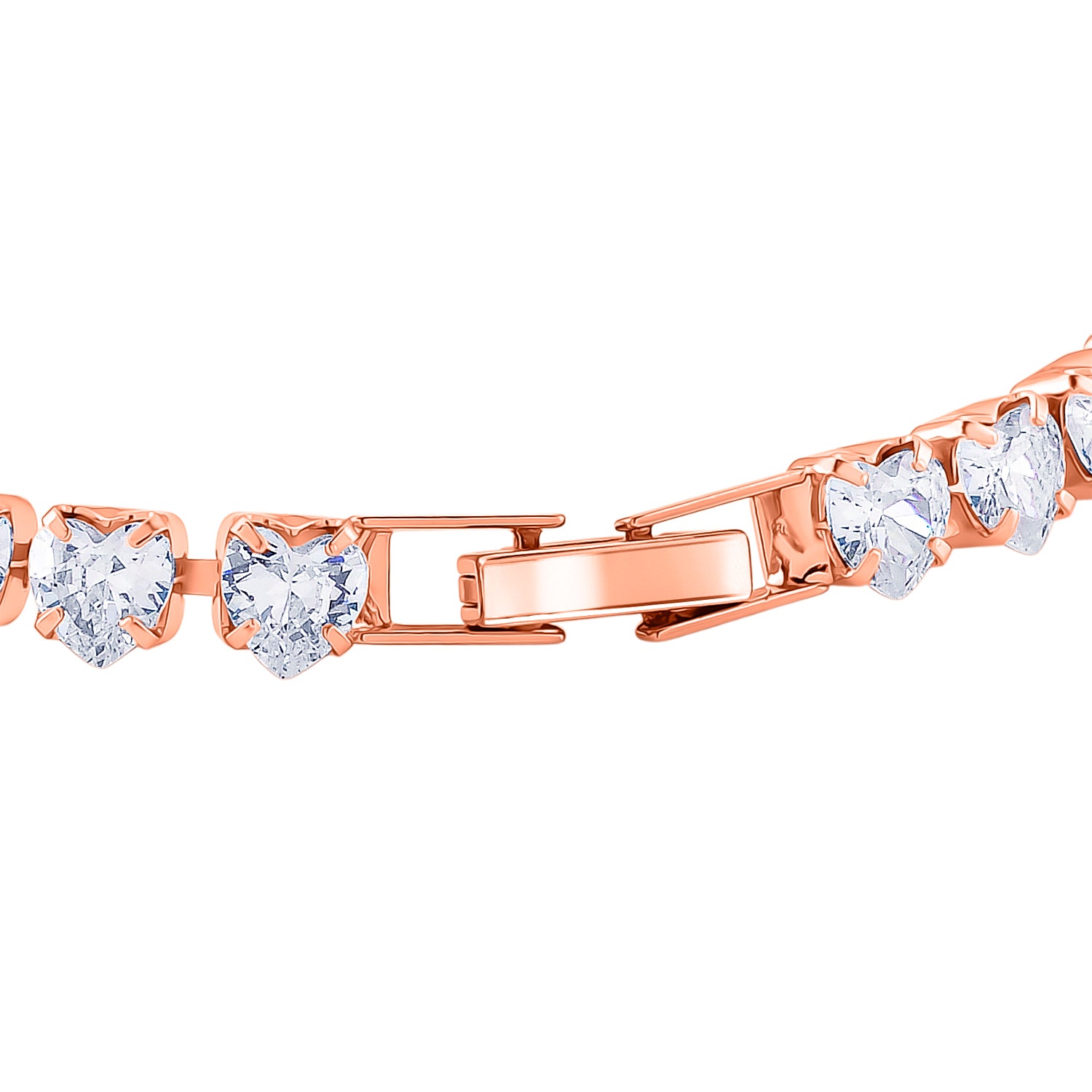 Designer inspiriert - Weißer Zirkonia Herz-Armband ca. 19 cm Nickelfreies Messing, rosévergoldet