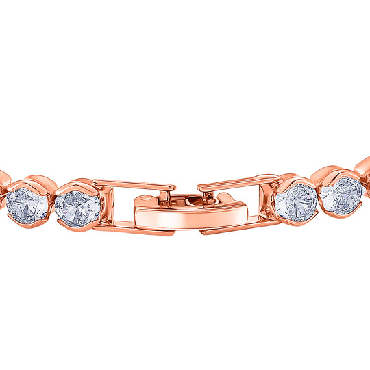 Weißer Zirkonia Armband ca. 19 cm Nickelfreies Messing rosévergoldet