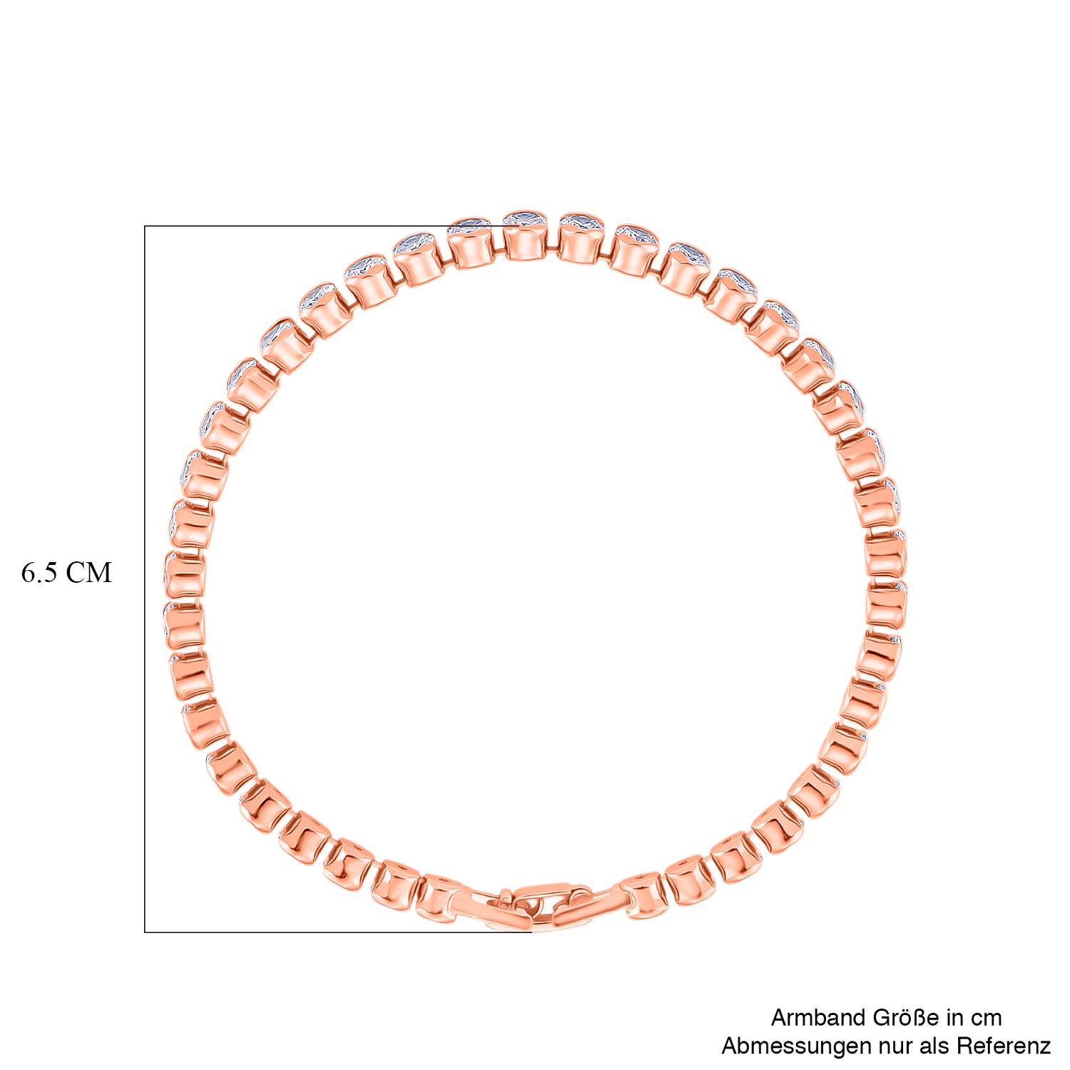 Weißer Zirkonia Armband ca. 19 cm Nickelfreies Messing rosévergoldet