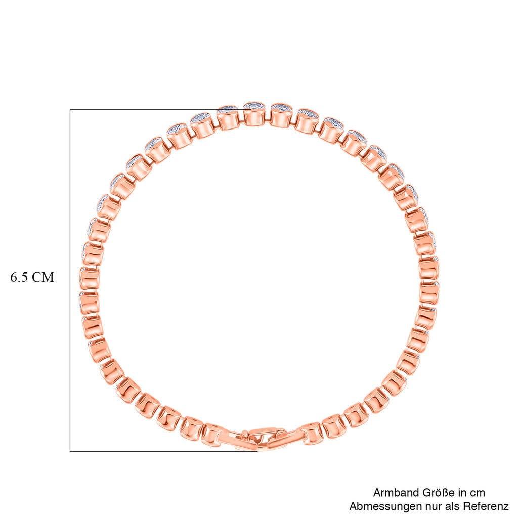 Weißer Zirkonia Armband ca. 19 cm Nickelfreies Messing rosévergoldet