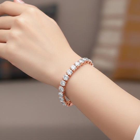 Weißer Zirkonia Armband ca. 19 cm Nickelfreies Messing, Goldfarben