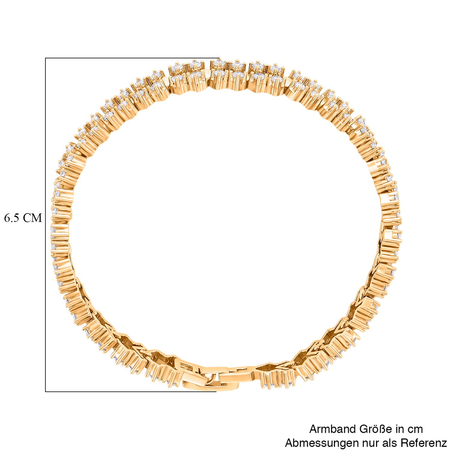 Weißer Zirkonia Armband ca. 19 cm Nickelfreies Messing gelb vergoldet