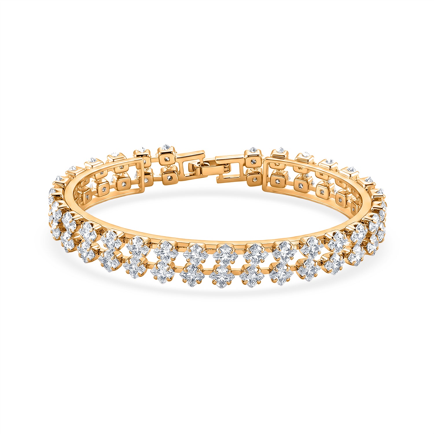 Designer inspiriert - Weißer Zirkonia Armband ca. 19 cm Nickelfreies Messing, gelb vergoldet