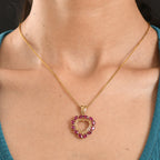D'Joy AA Afrikanischer Rubin (Fissure gefüllt) Anhänger 925 Silber 750 Gelbgold Vermeil ca. 3,85 ct.