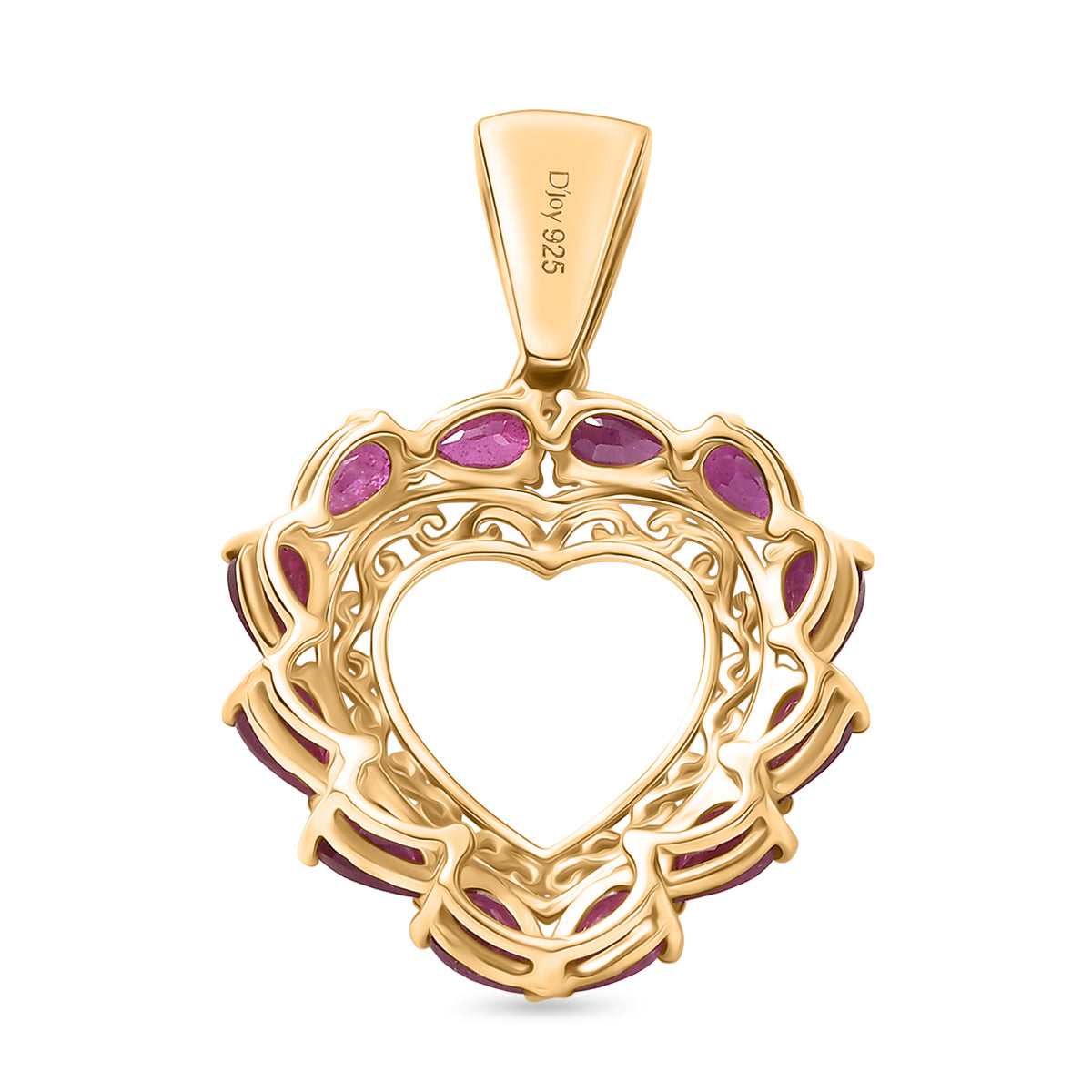 D'Joy AA Afrikanischer Rubin (Fissure gefüllt) Anhänger 925 Silber 750 Gelbgold Vermeil ca. 3,85 ct.
