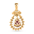 D'Joy Afrikanischer Rubin (Fissure gefüllt), Weißer Zirkon Anhänger 925 Silber 750 Gelb Vergoldet ca. 1,26 ct.