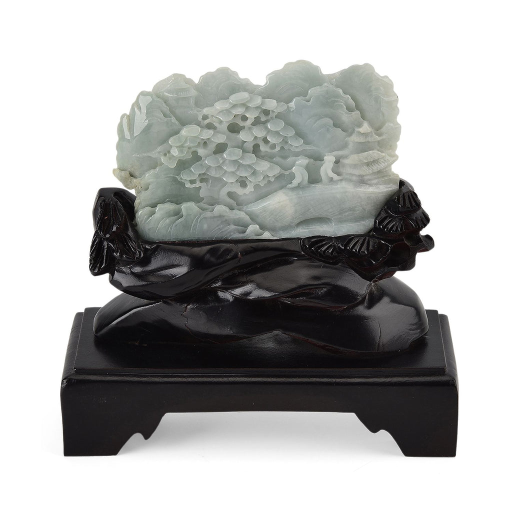 Jadeit (Typ A) Kiefer aus Burma, naturbelassene Schnitzarbeit, ca. 12-18 cm