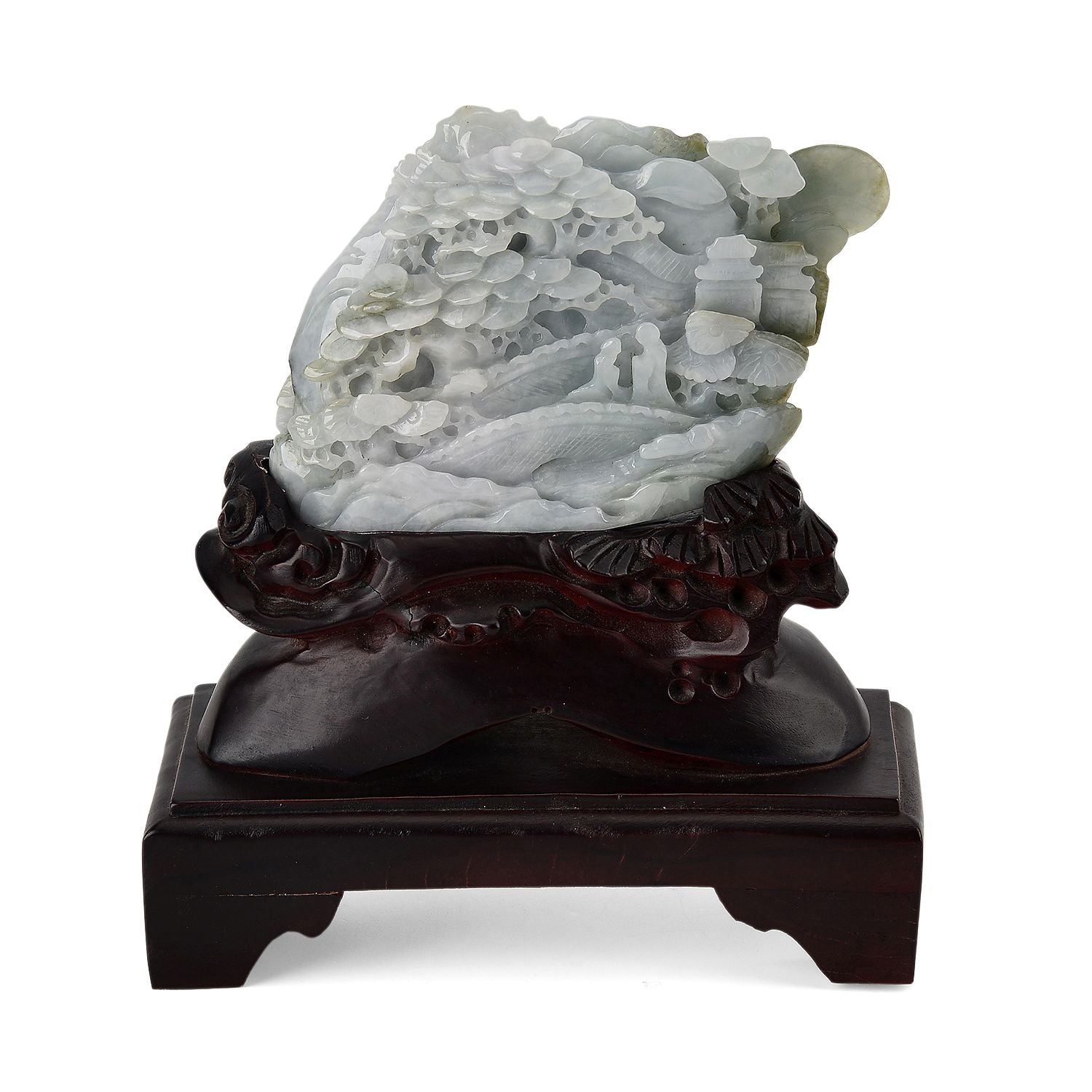 Jadeit (Typ A) Kiefer aus Burma, naturbelassene Schnitzarbeit, ca. 12-18 cm