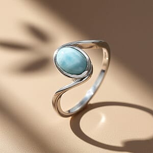 D'Joy AAA Larimar Ring 925 Silber Rhodiniert (Größe 18.00) ca. 1,50 ct