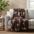 LIVMORE Flanelldecke, 150x225cm, Pflanzenmuster, Bordeaux