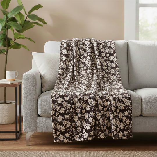 LIVMORE Flanell Decke, 150 x 220 cm, Blau Weiß